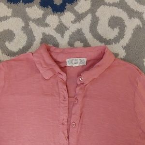 Pink Rose Long Sleeve Button Up